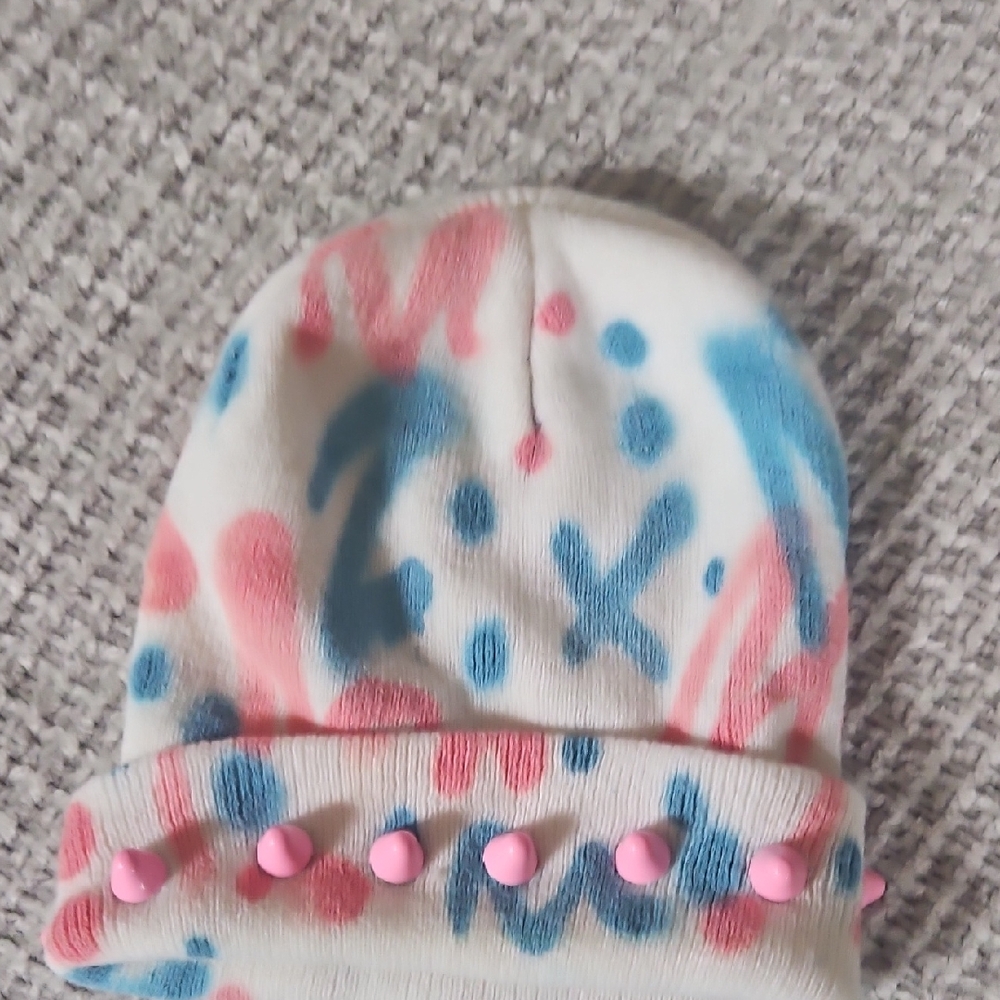 Colorful Kids Beanie with Pink Accents